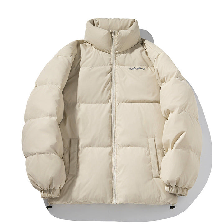 Unisex Klassisk Skärning Quiltad Down Look Jacka med Hög Stå Krage och Drawstring Nederkant