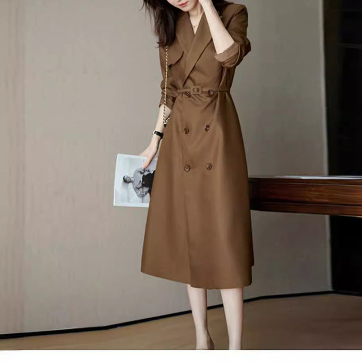 Dam elegant trenchcoat med Double knappslå och midjebälte