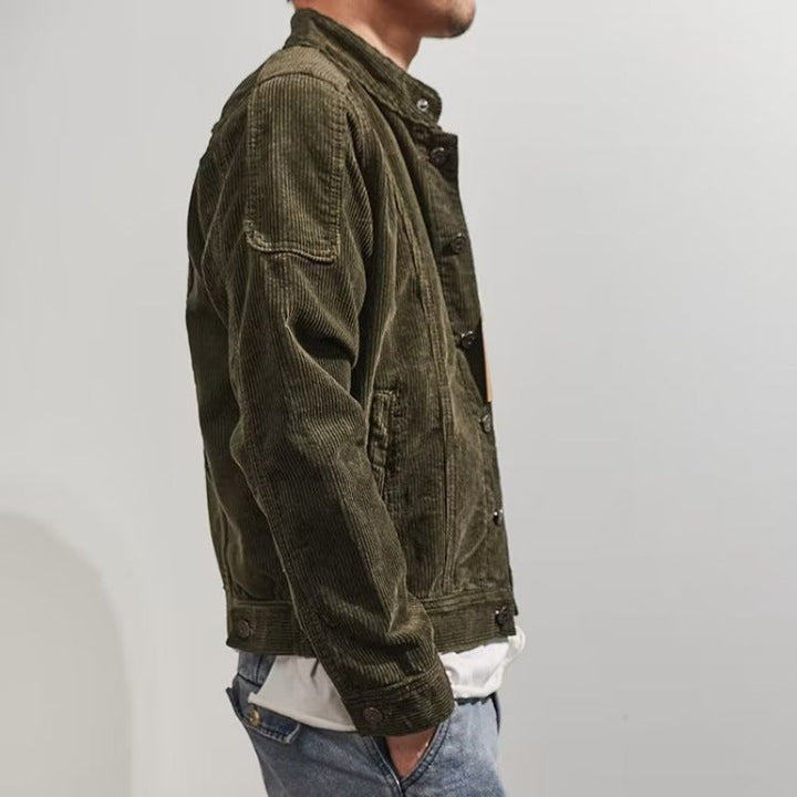 Herr Short-Cut Manchester Jacka i Worker Stil med Ståkrage och Tryckknappslå