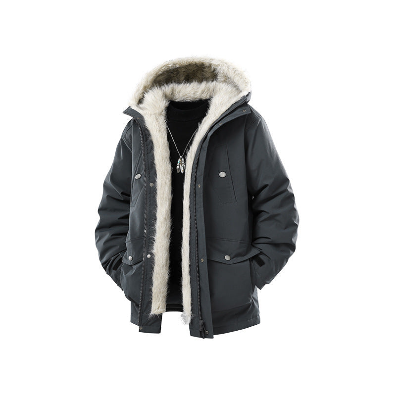 Herr Fodrad Winterparka med Fuskpälshuva och Termofoder, Wind- och Vattenavvisande