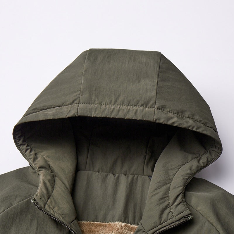 Herr Lätt med Huva Övergångsjacka med Teddy Foder &amp; Wind Resistant Shell