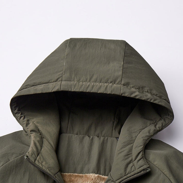 Herr Lätt med Huva Övergångsjacka med Teddy Foder &amp; Wind Resistant Shell