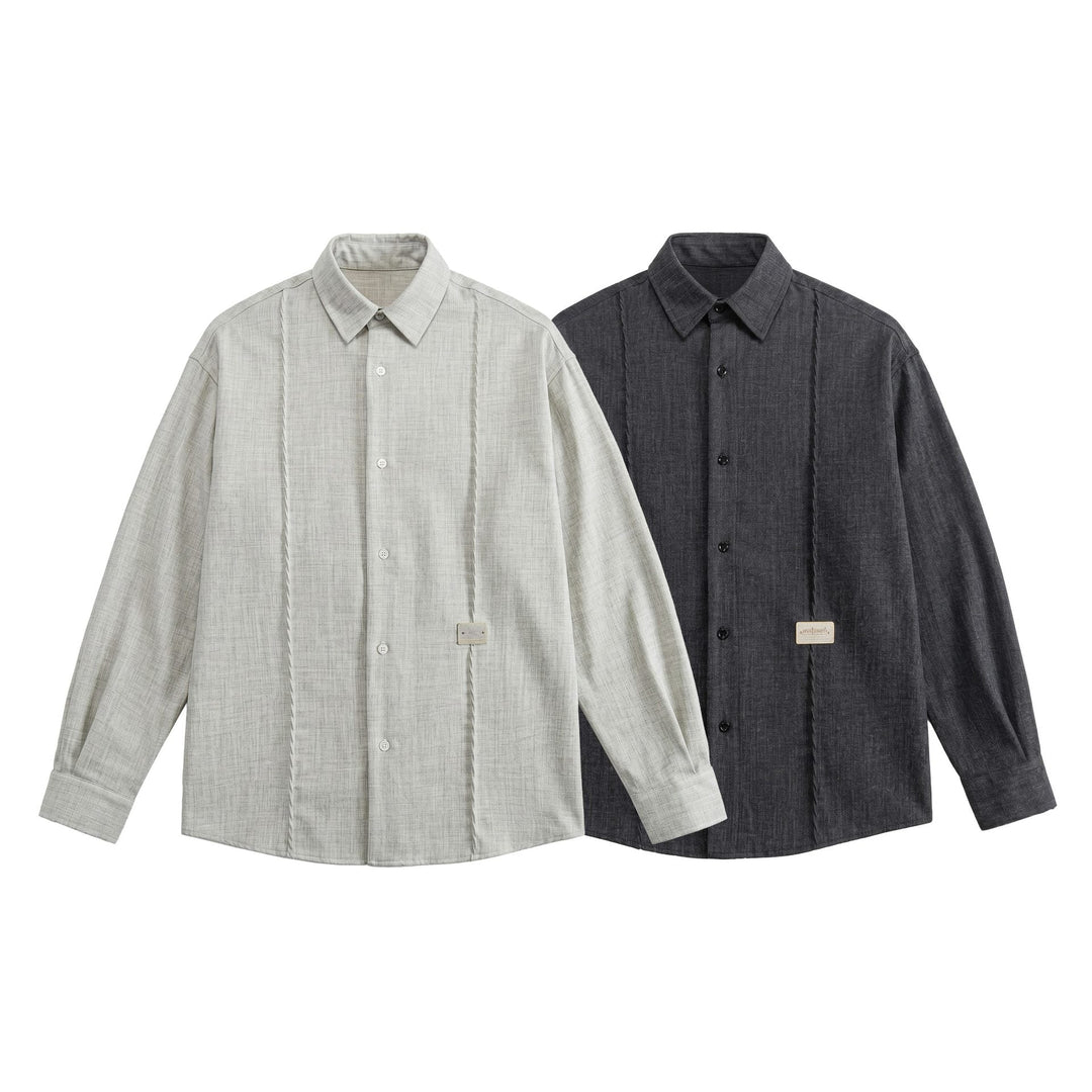 Herr oversize skjortjacka i Ljus Denim Look med Visible Dekorativ Sömmar