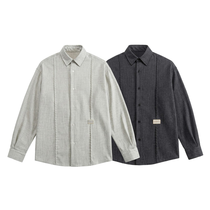 Herr oversize skjortjacka i Ljus Denim Look med Visible Dekorativ Sömmar