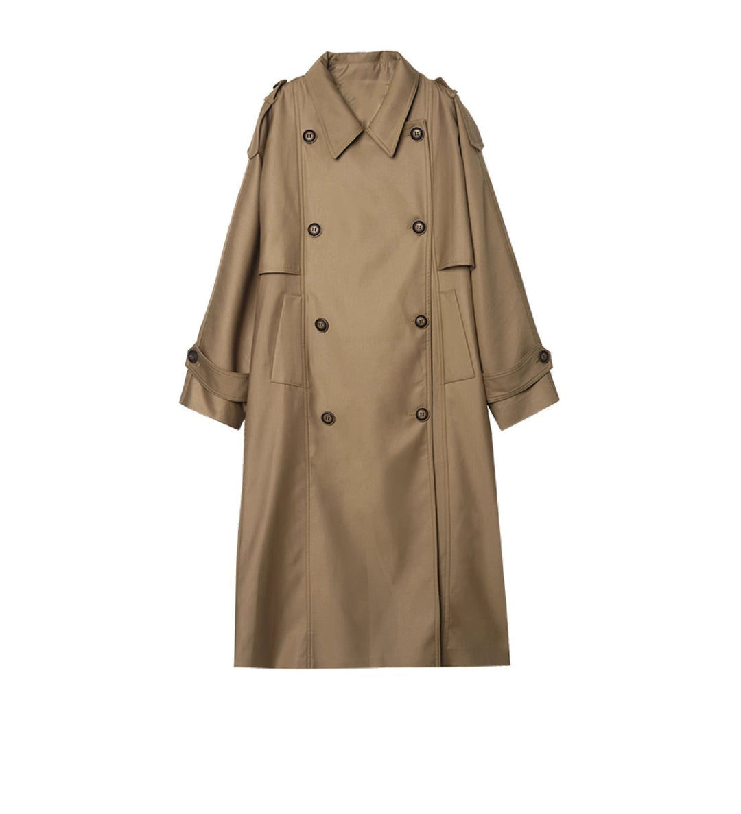 Dam lång oversize trenchcoat in Vegan läderlook med Ties bälte och vid Lapel