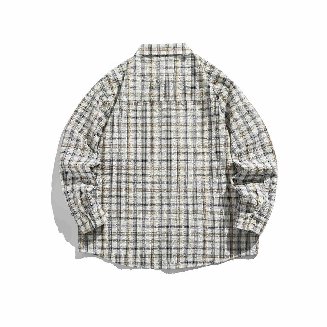 Dam Oversized Rutig Skjorta Jacka med Quiltad Structure