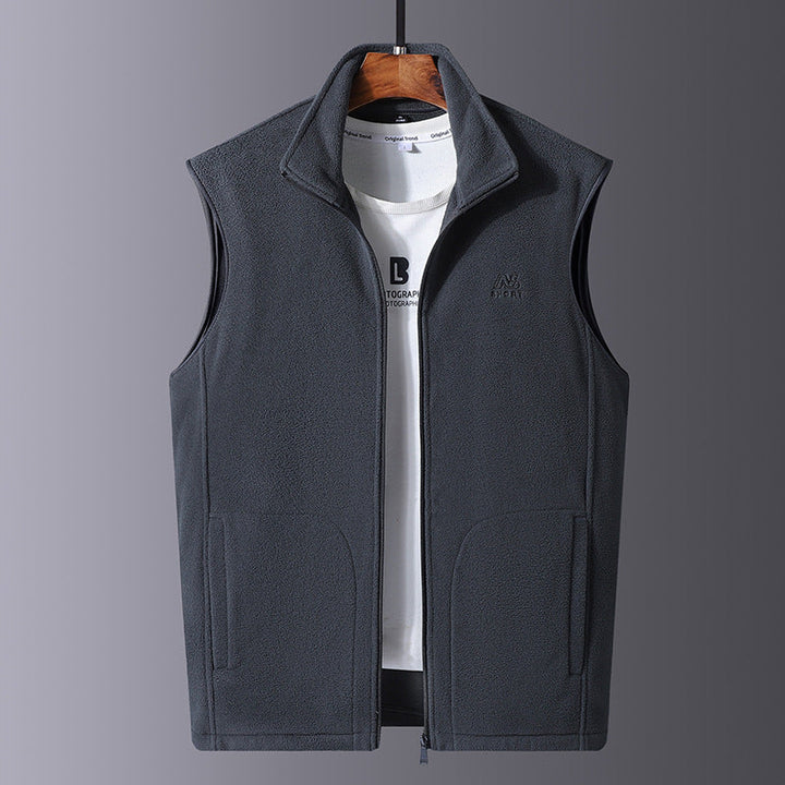 Herr Microfleece Termisk Väst med Vindtät Fram, Ståkrage, och Concealed Sidofickor
