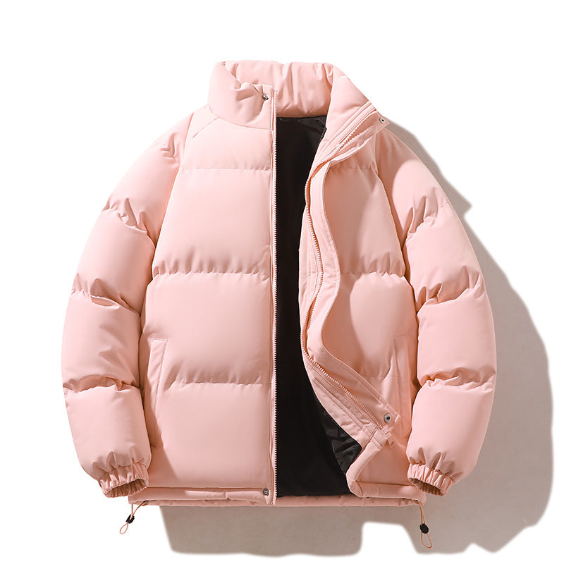 Unisex vadderad kviltad jacka gjord Down Imitation med hög krage och dragsko