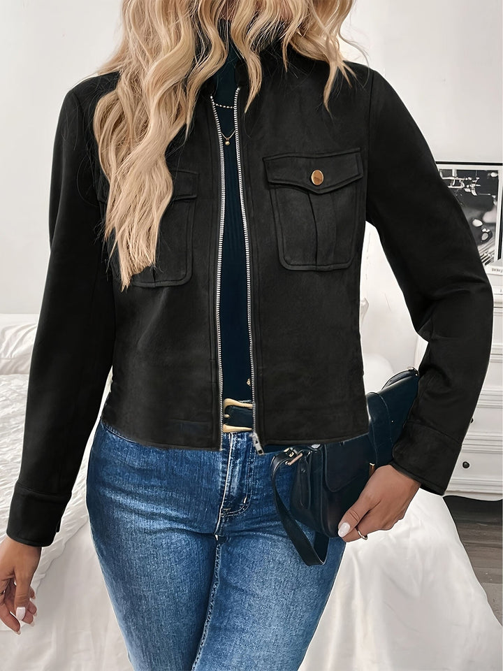Dam Fashion kort jacka tillverkad av mocka