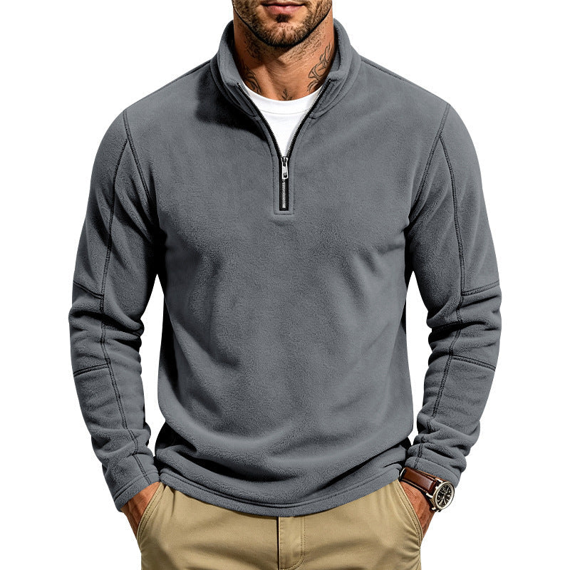 Herr Fleece Pullover med Kort Dragkedja och Ståkrage