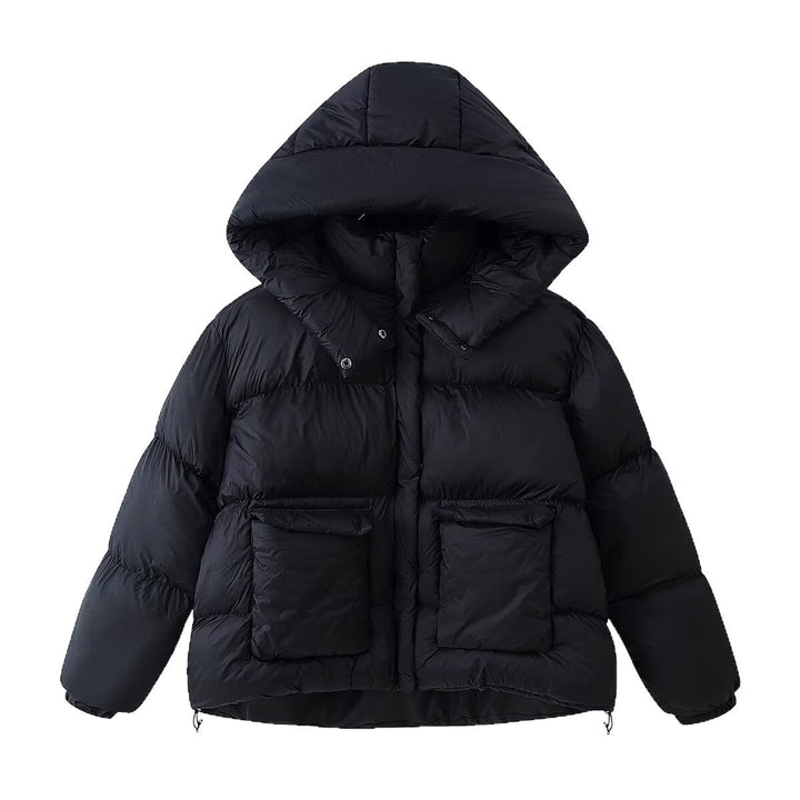 Dam Oversized Quiltad Vinter Jacka med Extra Stor Huva och Fickor