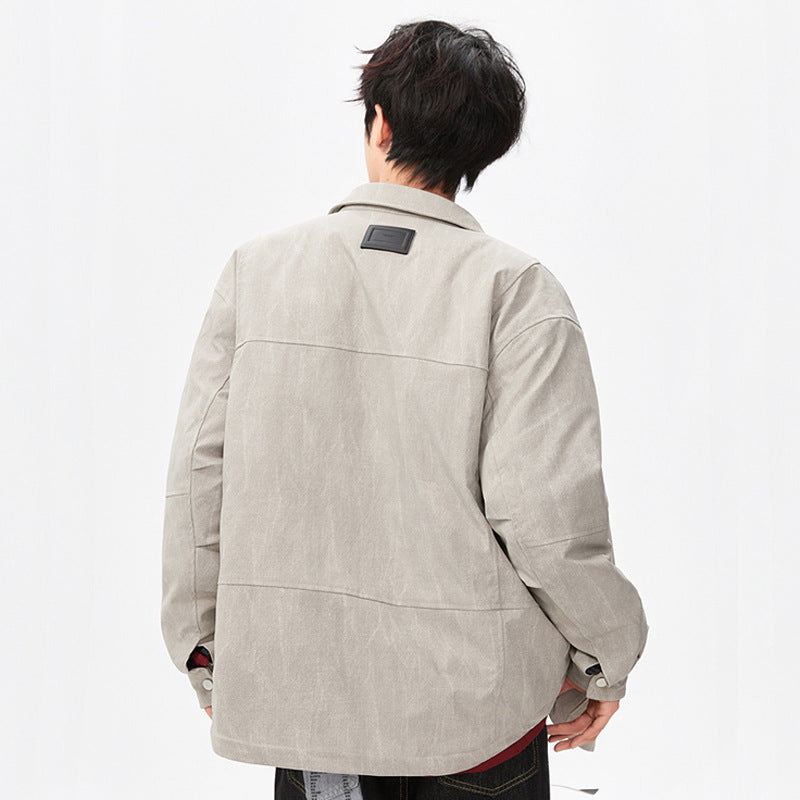Herr Quiltad, Fodrad Canvas-Utility-Jacke med Tryckknappar
