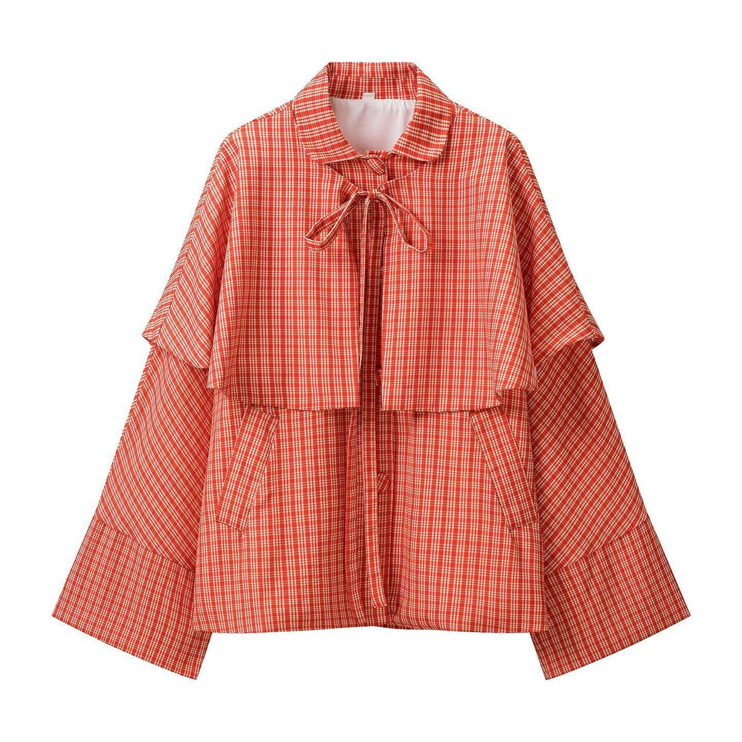 Dam vid Cape jacka med Overlapping Shoulder Yoke och Bow stängning