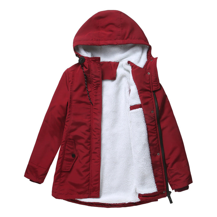 Dam vadderad vinter parka med teddy fleece foder och huva