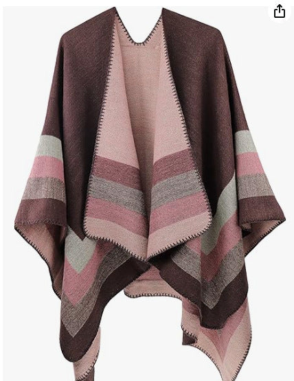 Dam Jacquard poncho med Paisley mönster