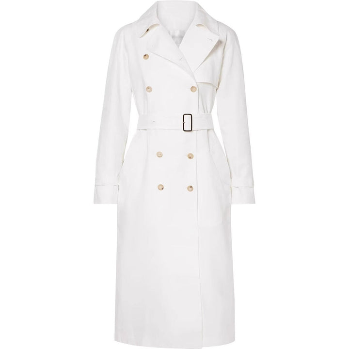 Dam Mid-Length Single-Breasted trenchcoat med Storm Flap och justerbar muddar
