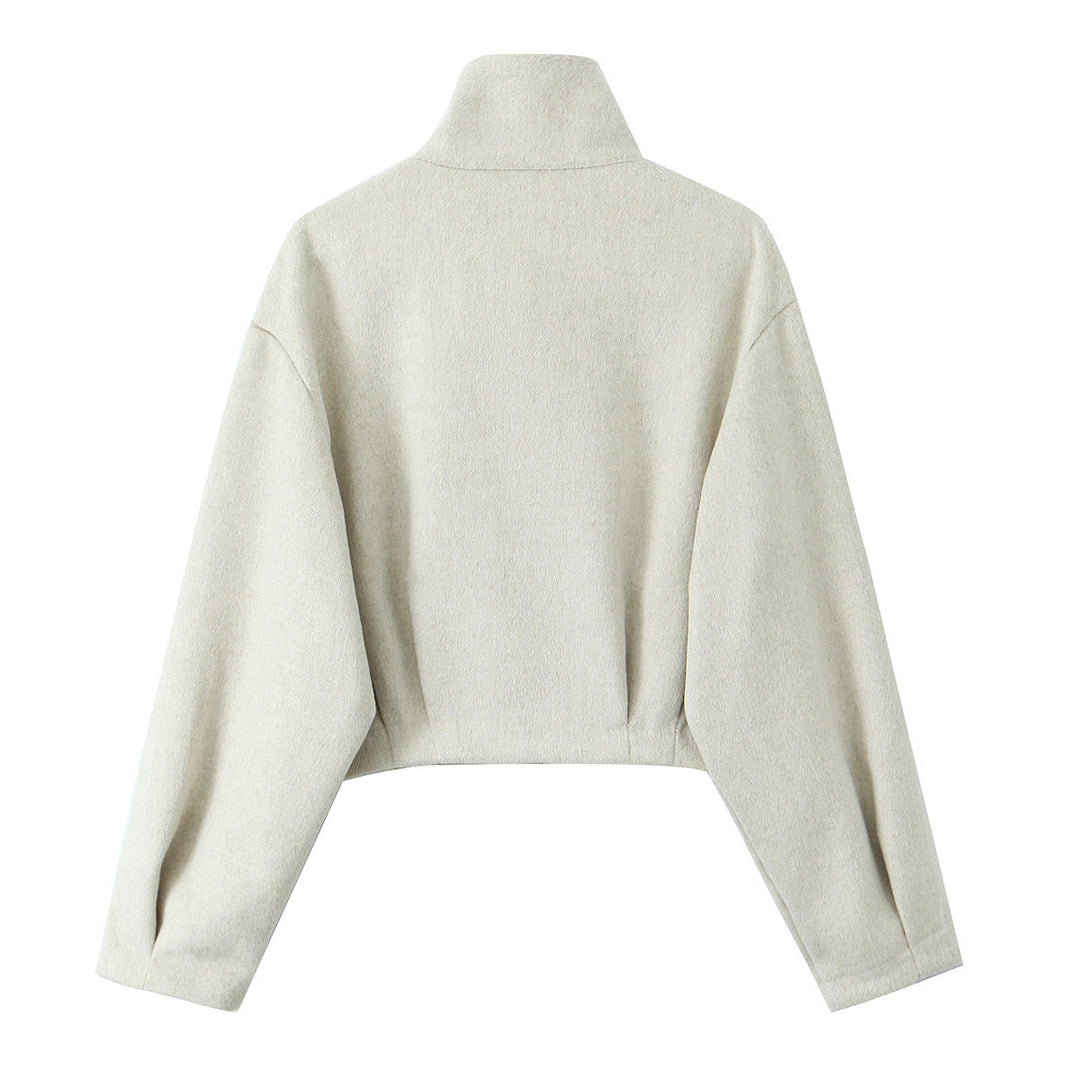 Dam Boxig Fleece Jacka med Ståkrage och Concealed Dragkedja