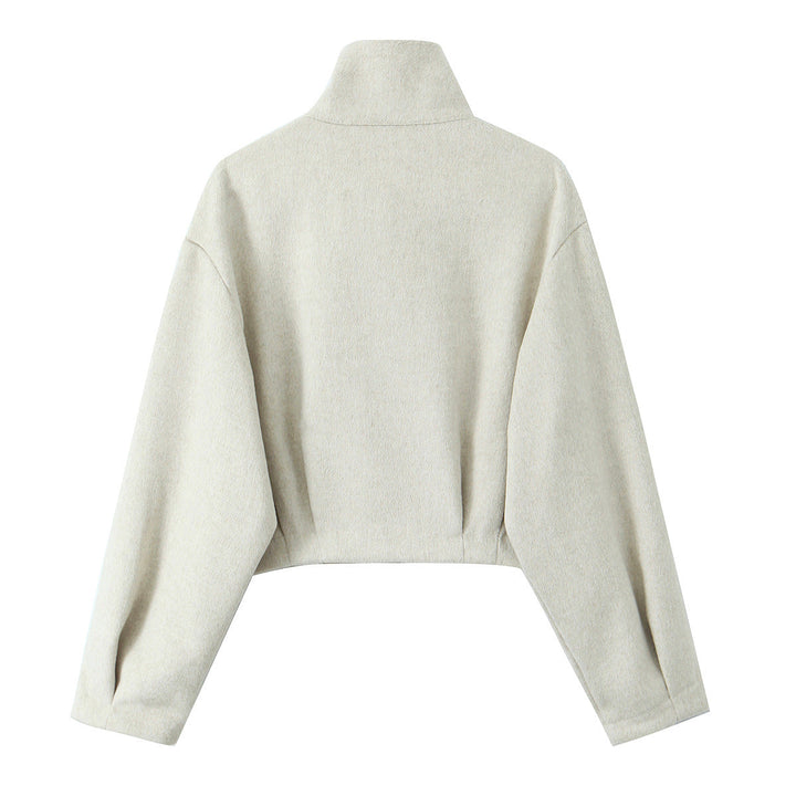 Dam Boxig Fleece Jacka med Ståkrage och Concealed Dragkedja