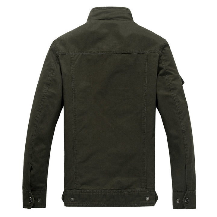 Herr lätt Canvas funktionsjacka i Militär Look med ståkrage, Epaulettes och Bröst fickor med lock