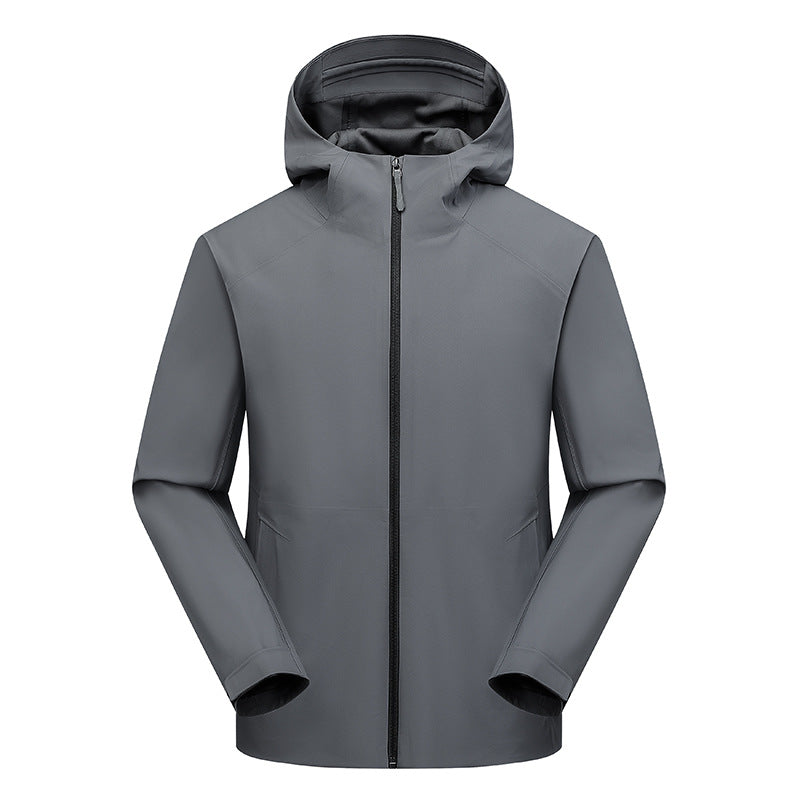 Herr Vattenavvisande Softshell Frilufts Jacka med Huva, Welded Sömmar &amp; Minimalistisk Dragkedja
