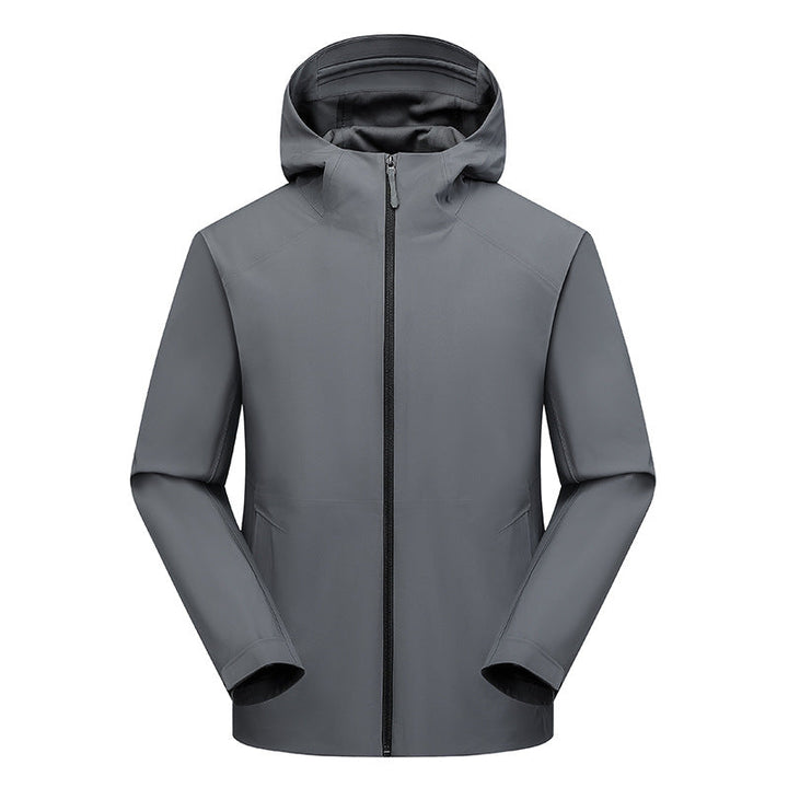 Herr Vattenavvisande Softshell Frilufts Jacka med Huva, Welded Sömmar &amp; Minimalistisk Dragkedja