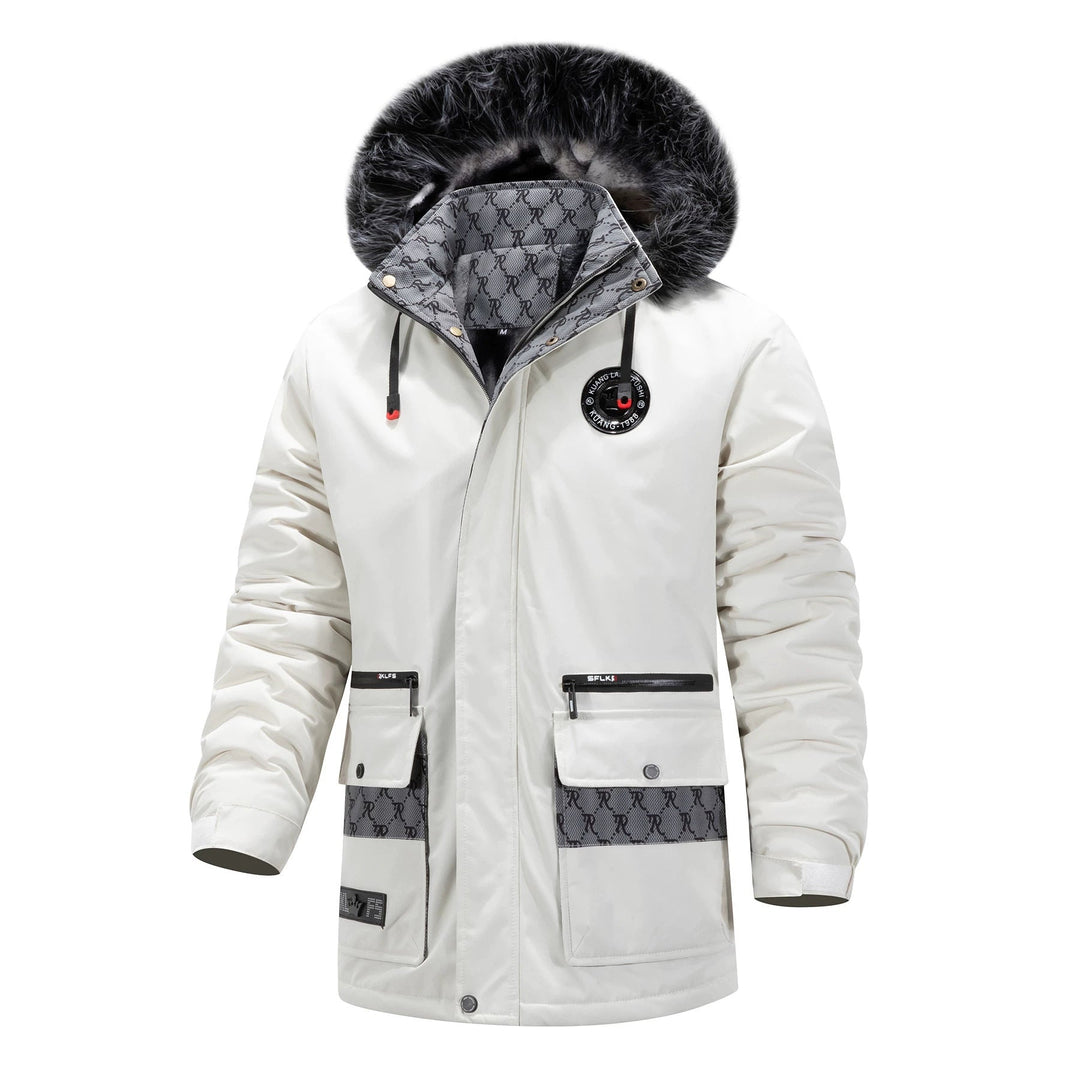 Herr Lång Värmande parka med huva, Logotyp Foder och flerafunktionell Fickor