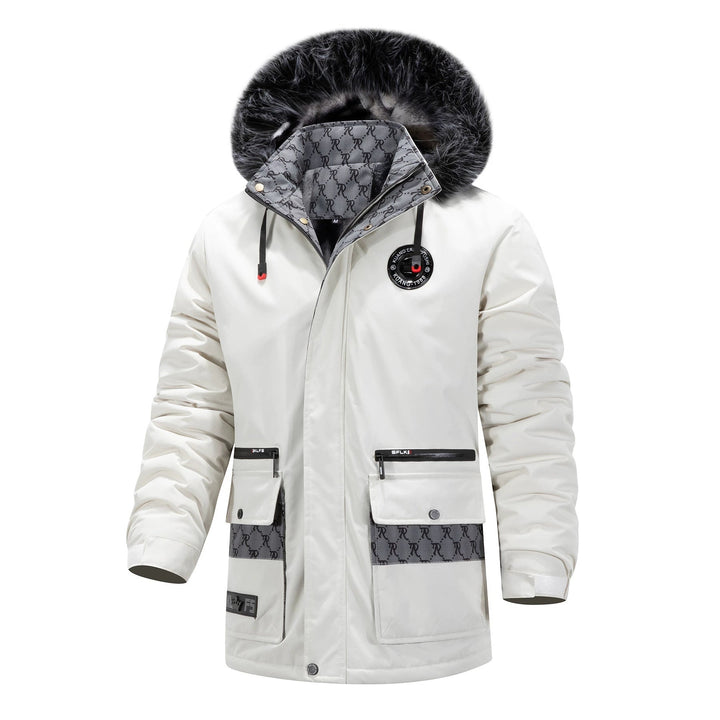 Herr Lång Värmande parka med huva, Logotyp Foder och flerafunktionell Fickor