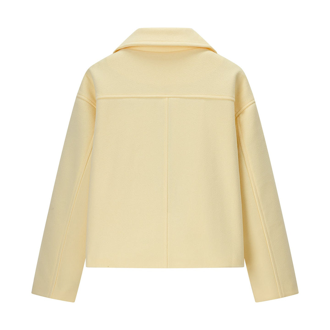 Dam kort oversize ullblandning Double-Breasted med vid Lapel