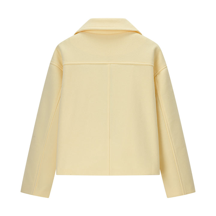 Dam kort oversize ullblandning Double-Breasted med vid Lapel