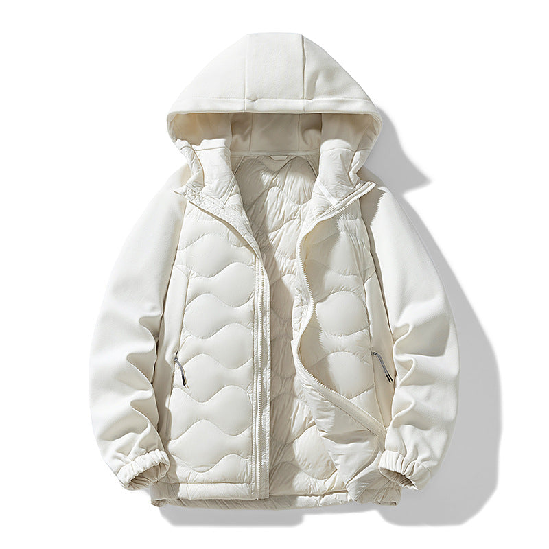 Herr Fodrad Hybrid-Steppjacke med Huva och Fleeceärmeln