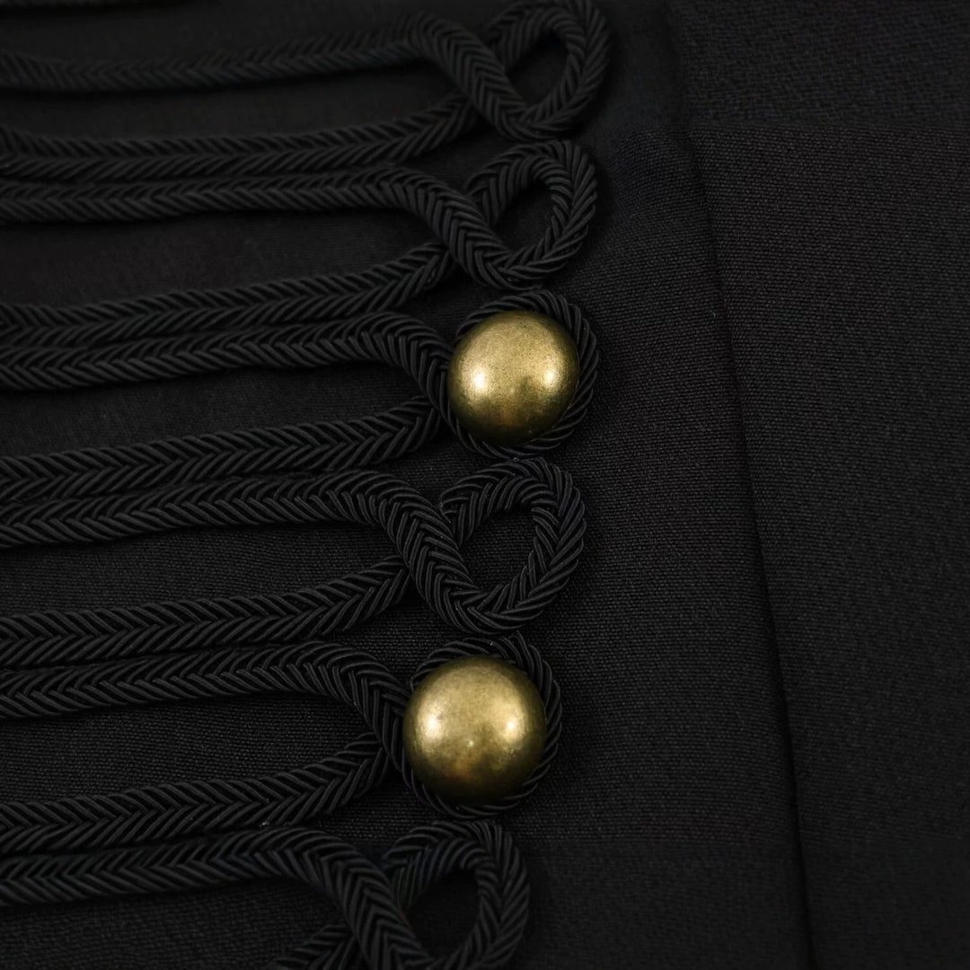 Dam Militär-Inspired Kort Jacka med Ståkrage och Decorative Knapp Detail