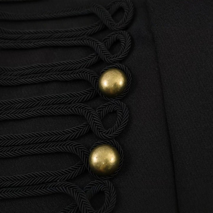 Dam Militär-Inspired Kort Jacka med Ståkrage och Decorative Knapp Detail