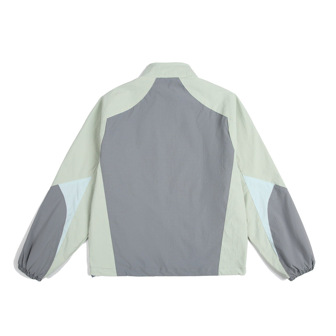 Unisex Lätt Vindjacka med Hög Krage, Färg Mix Panels och Adjustable Fåll