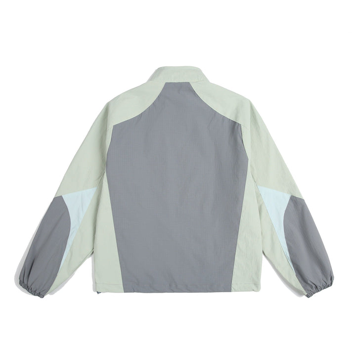 Unisex Lätt Vindjacka med Hög Krage, Färg Mix Panels och Adjustable Fåll