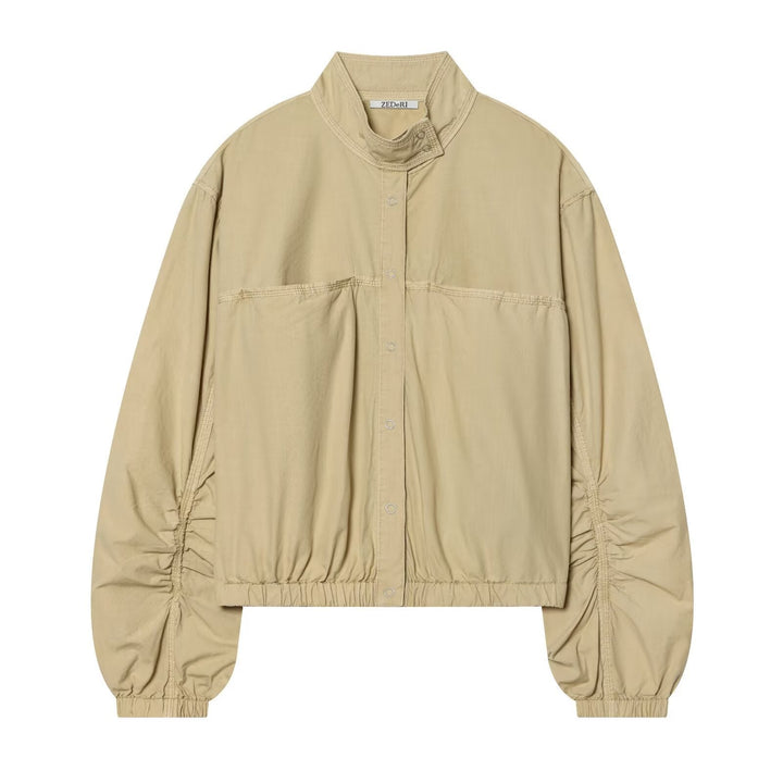 Dam Kort Boxig Utility Blouson med Stå Krage och Gathered Ärmar