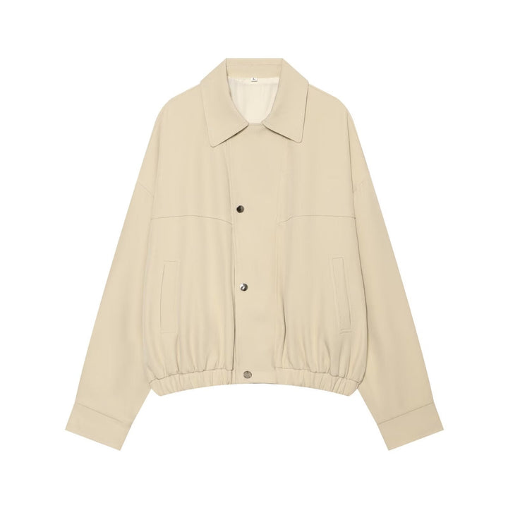 Dam Kort Skärning Utility Blouson Jacka med Drawstring Waist och Patch Fickor