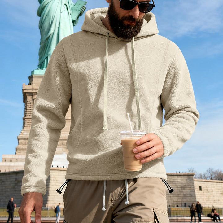 Herr Fleece Luvtröja med Teddy Texture, Huva, och Avslappnad Passform