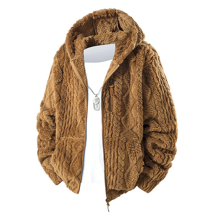 Herr Kuschelige Teddy-Fleece Kapuzenjacke med Durchgehendem Reißverschluss och Brusttasche