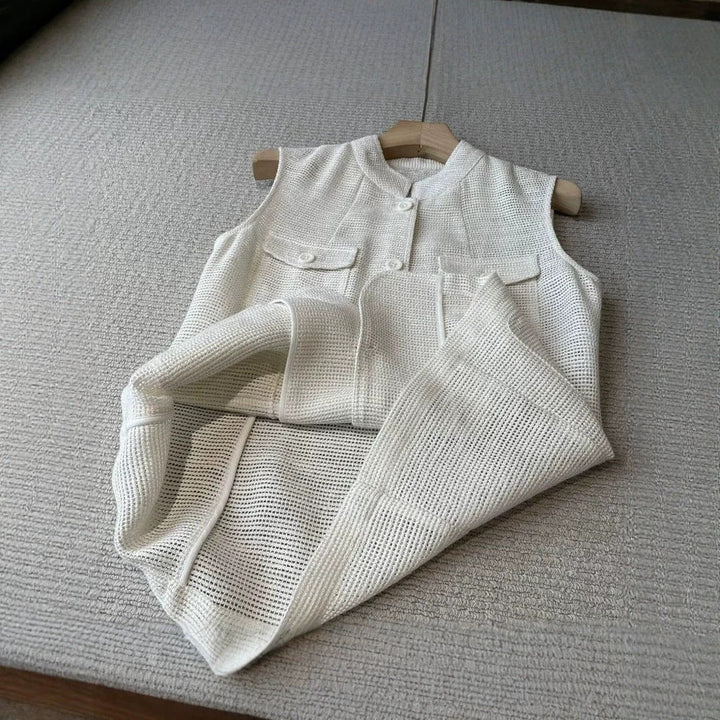 Dam modern ärmlös väst med fickor