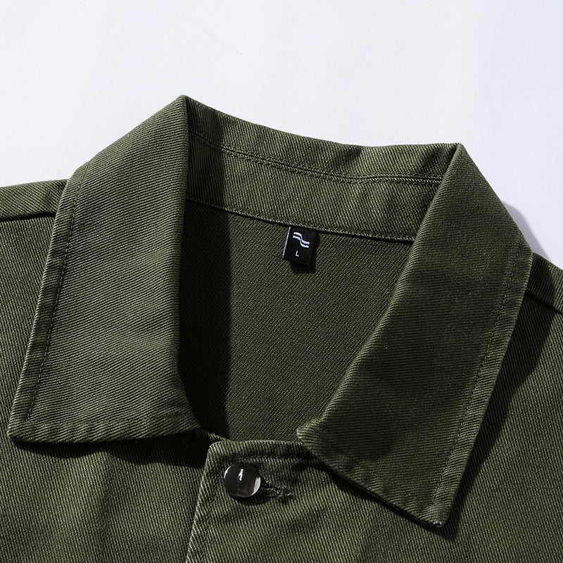 Unisex Oversize Work Jacka i Skjortjacka Stil Tillverkad av Canvas med Patch Fickor