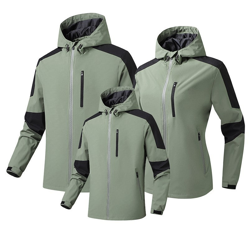 Herr Andningsbar Softshell-Hardshell Hybrid Jacka med Huva och Vattentät Dragkedjefickor