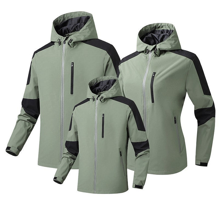 Herr Andningsbar Softshell-Hardshell Hybrid Jacka med Huva och Vattentät Dragkedjefickor