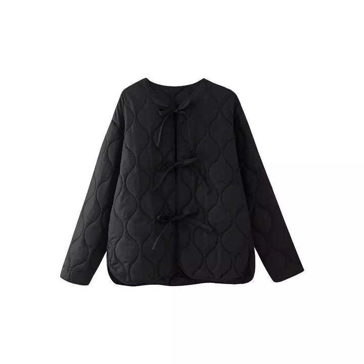 Dam Geometrisk Quiltad Oversized Liner Jacka utan Krage