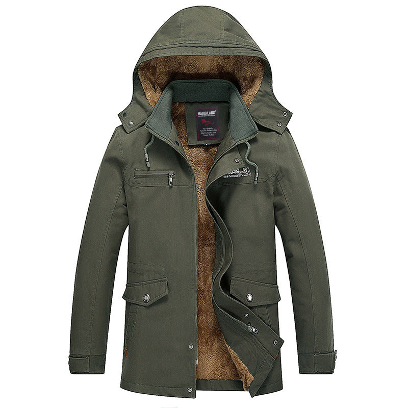 Herr Mid-Length Fält Parka i Urban Stil med Teddy Fleecefoder
