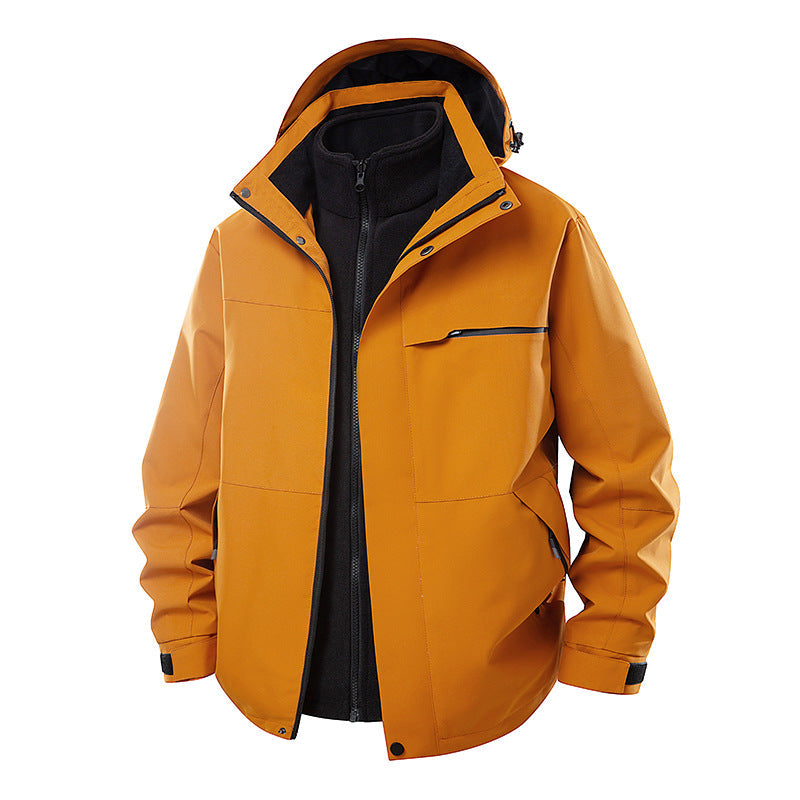 Herr Two-Layer Funktionell Övergångsjacka med Avtagbar Fleece Inner Jacka, Huva &amp; Vattenavvisande Skal