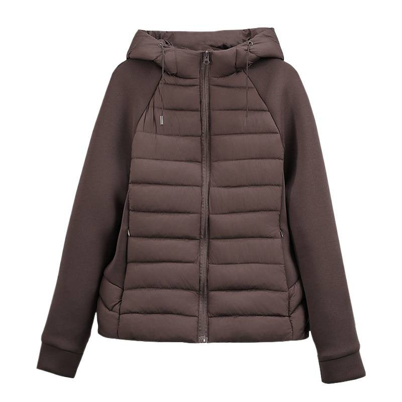 Dam lätt Hybrid vadderad jacka med huva och Softshell ärmar