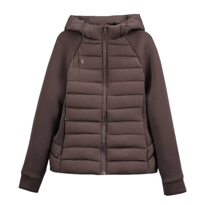 Dam lätt Hybrid vadderad jacka med huva och Softshell ärmar