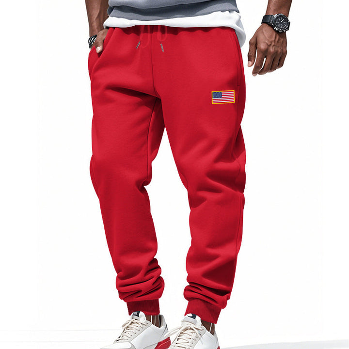 Herr Smal-Passform Mjukisbyxor med Tapered Leg, Elastic Dragsko Waistband, och Discreet Flag Application