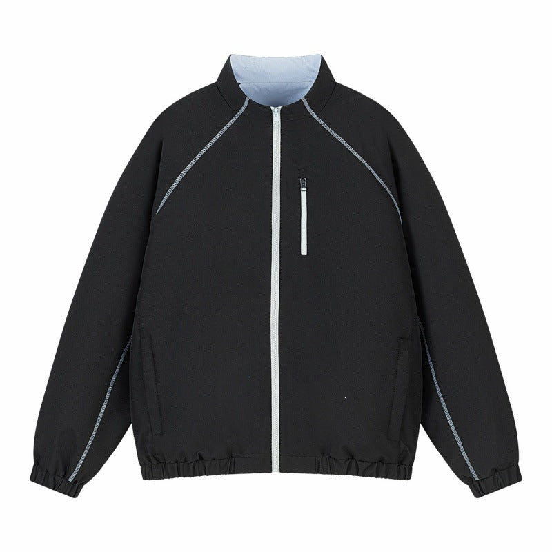 Unisex Lätt Övergångsjacka med Raglan Ärmar, Full Dragkedja, Chest Ficka och Elastic Nederkant