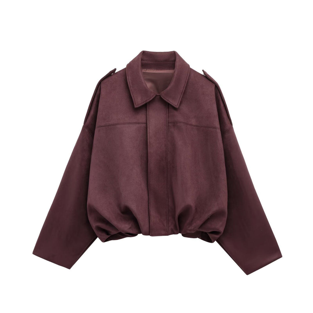 Dam Kort Oversize Jacka i Cape Look med Balloon-Shaped Nederkant